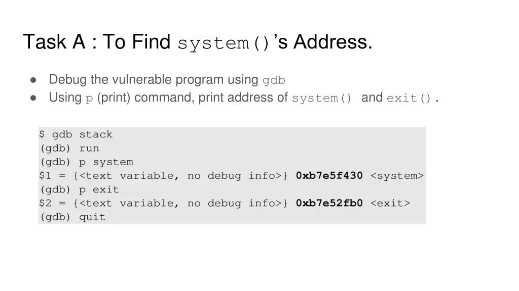 task a to find system s address