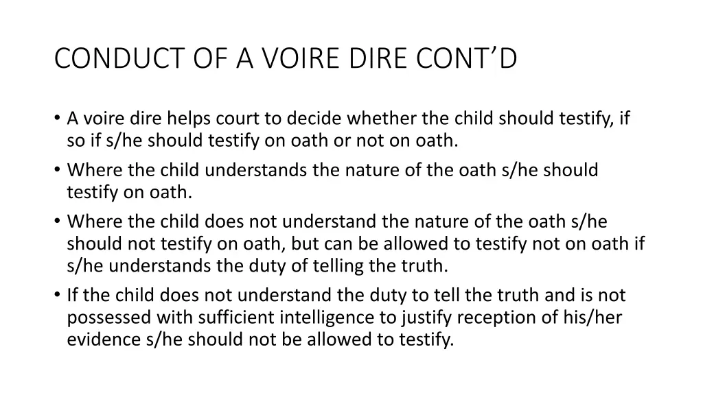 conduct of a voire dire cont d