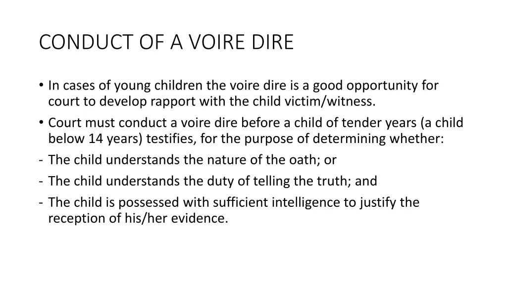 conduct of a voire dire