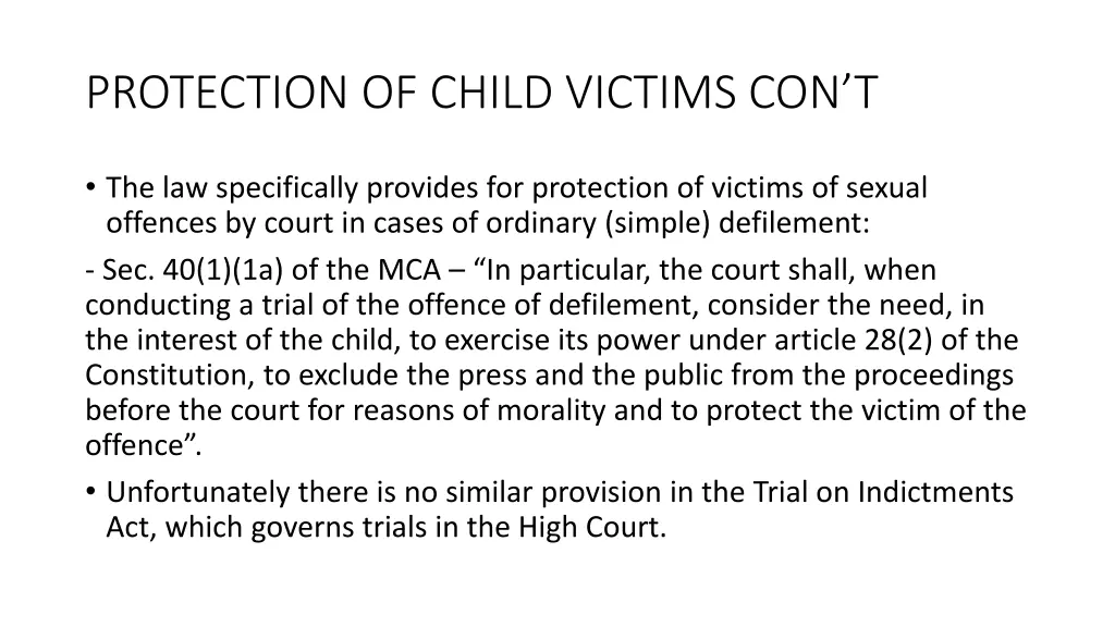 protection of child victims con t