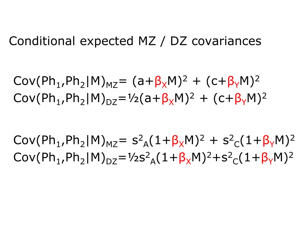 conditional expected mz dz covariances