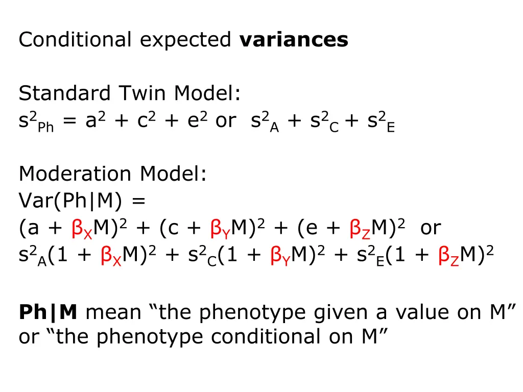 conditional expected variances