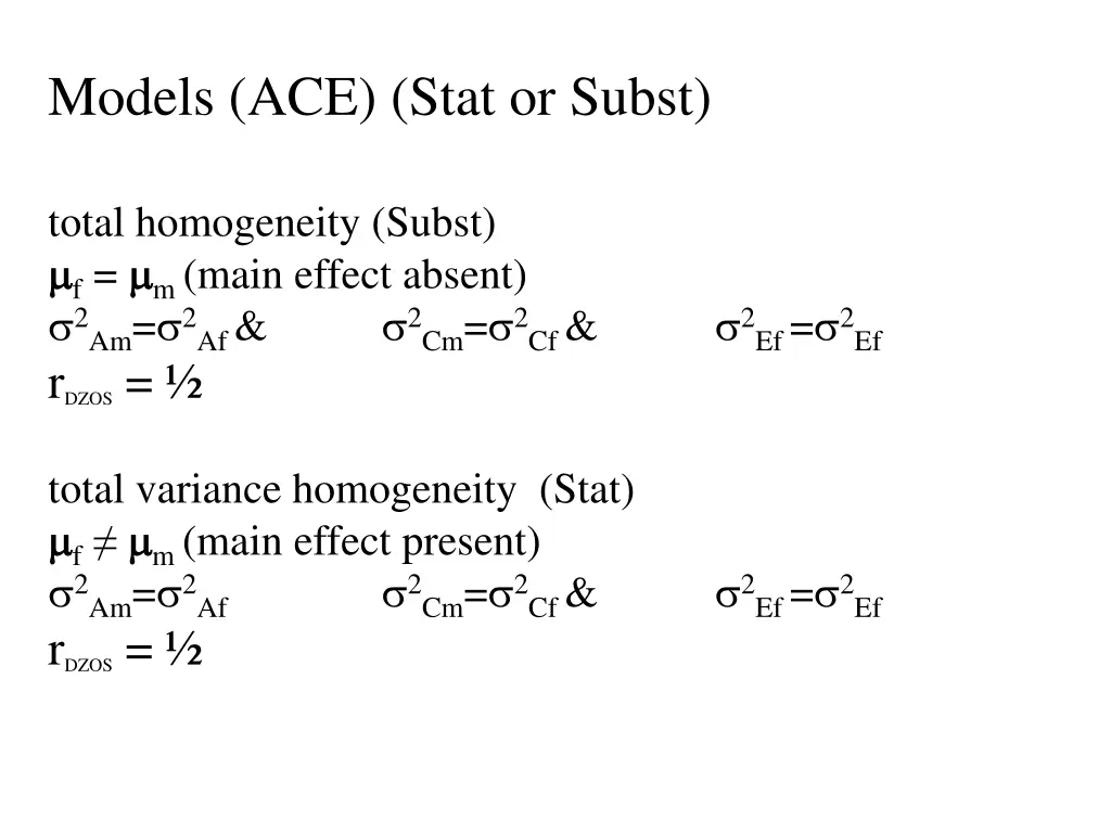 models ace stat or subst