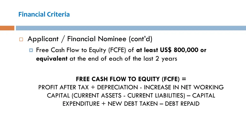 financial criteria 1