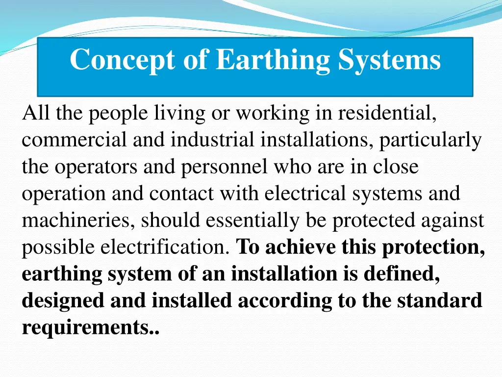 concept of earthing systems