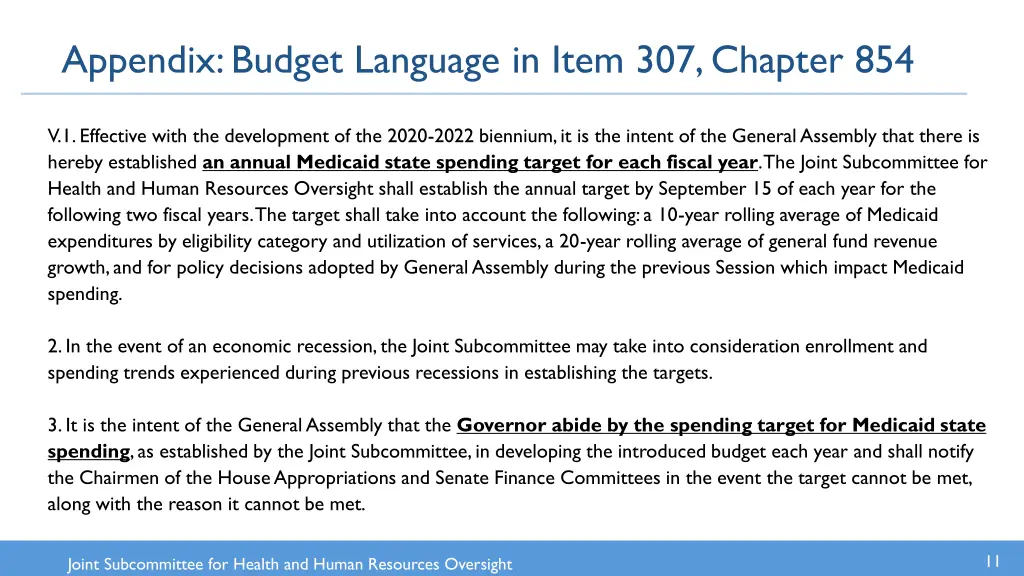 appendix budget language in item 307 chapter 854
