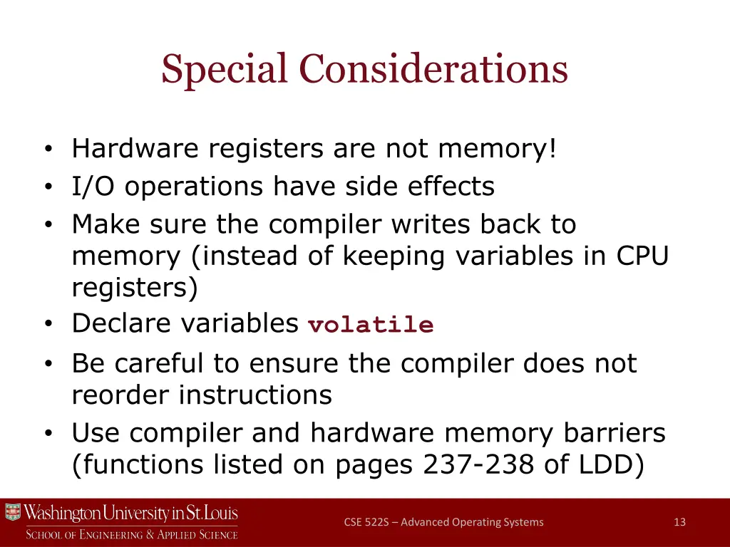 special considerations