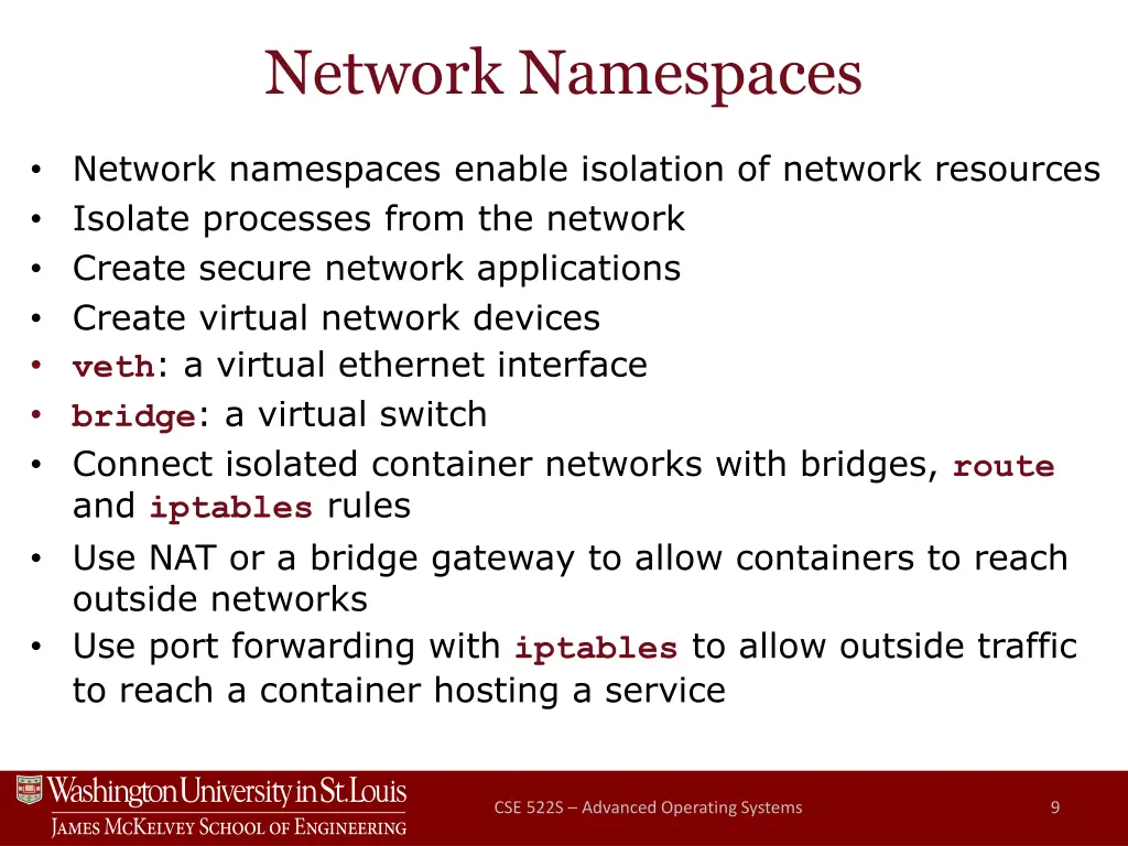 network namespaces