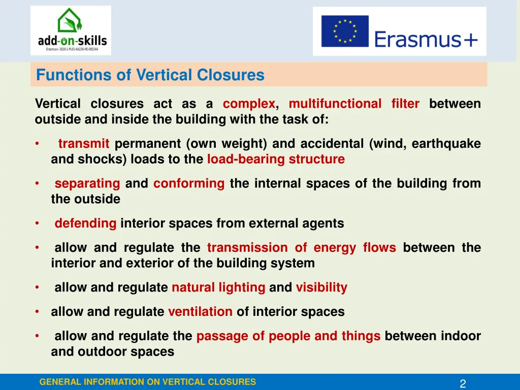 functions of vertical closures