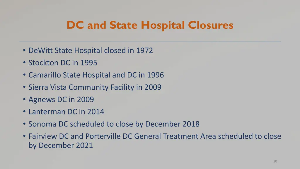 dc and state hospital closures