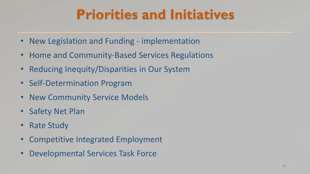 priorities and initiatives