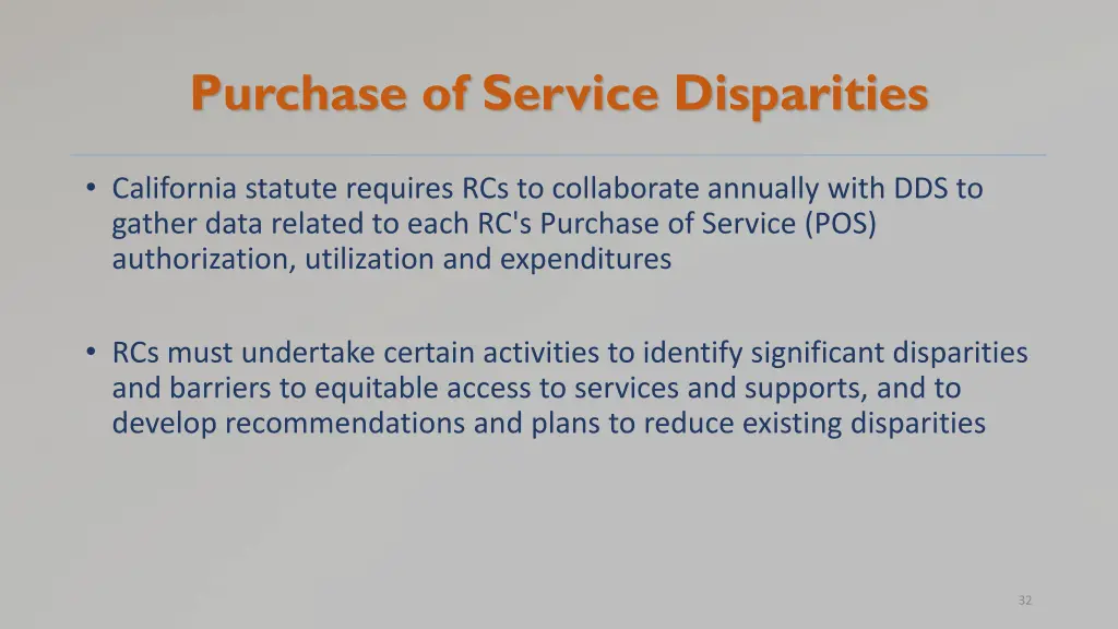 purchase of service disparities 1