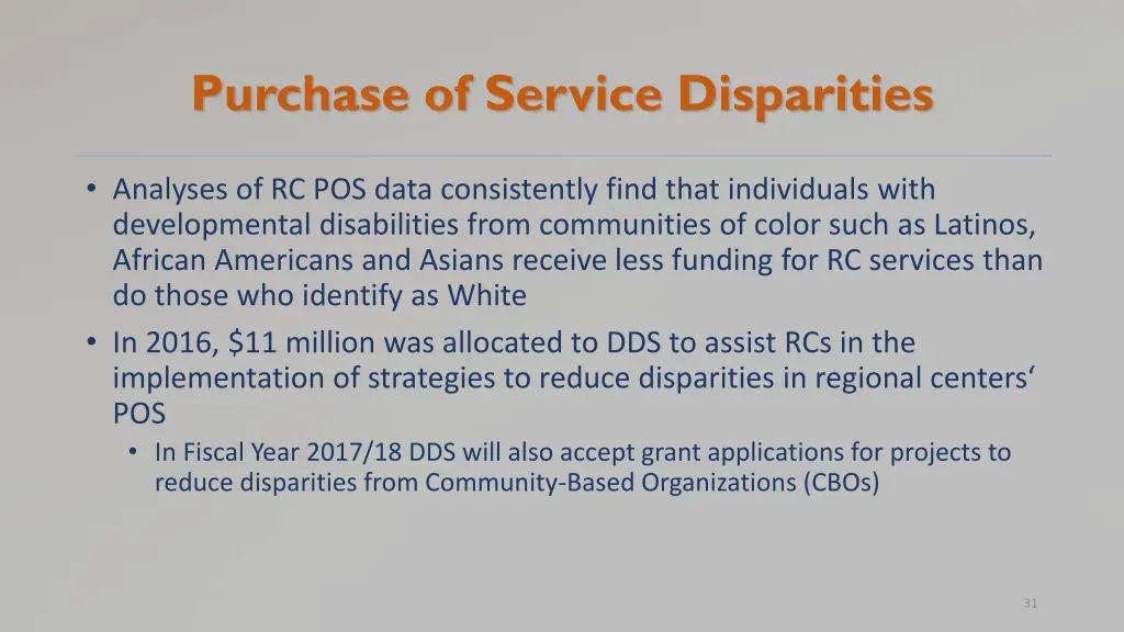 purchase of service disparities