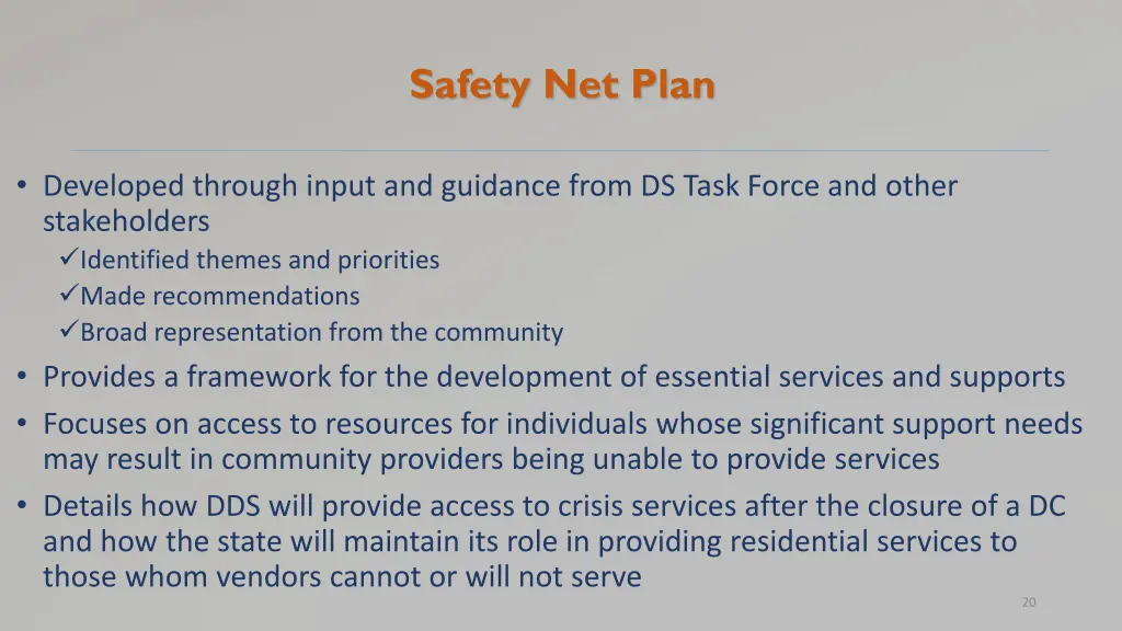 safety net plan
