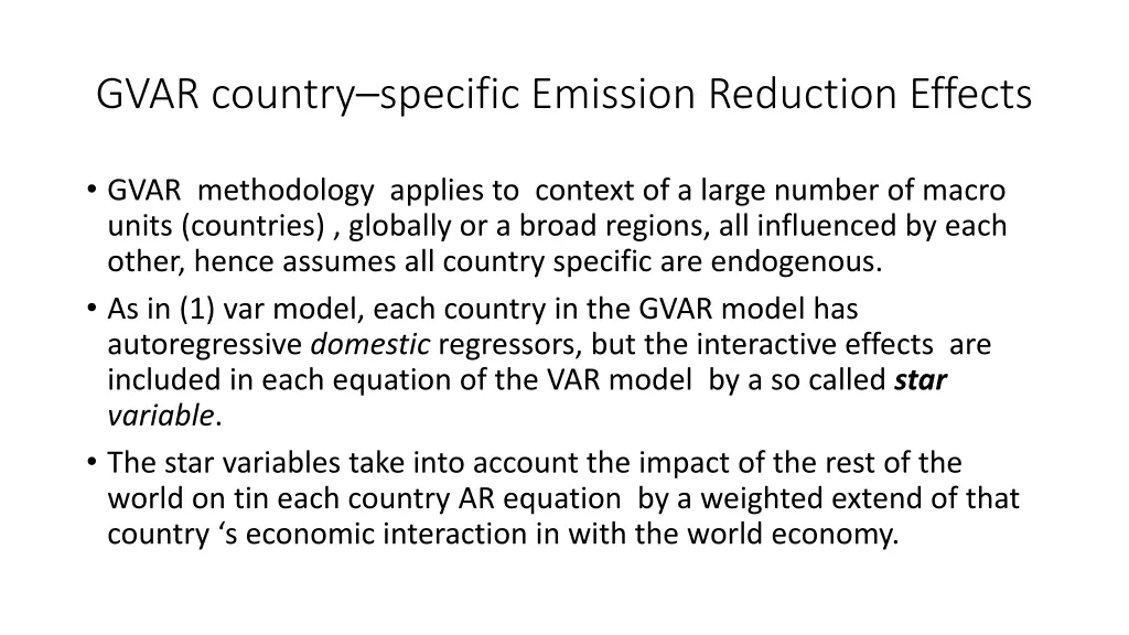 gvar country specific emission reduction effects