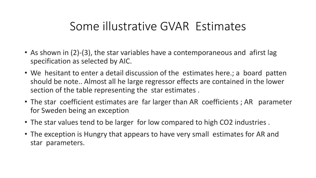 some illustrative gvar estimates 1