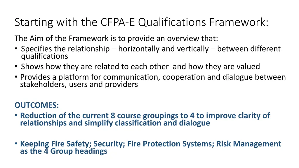 starting with the cfpa e qualifications framework