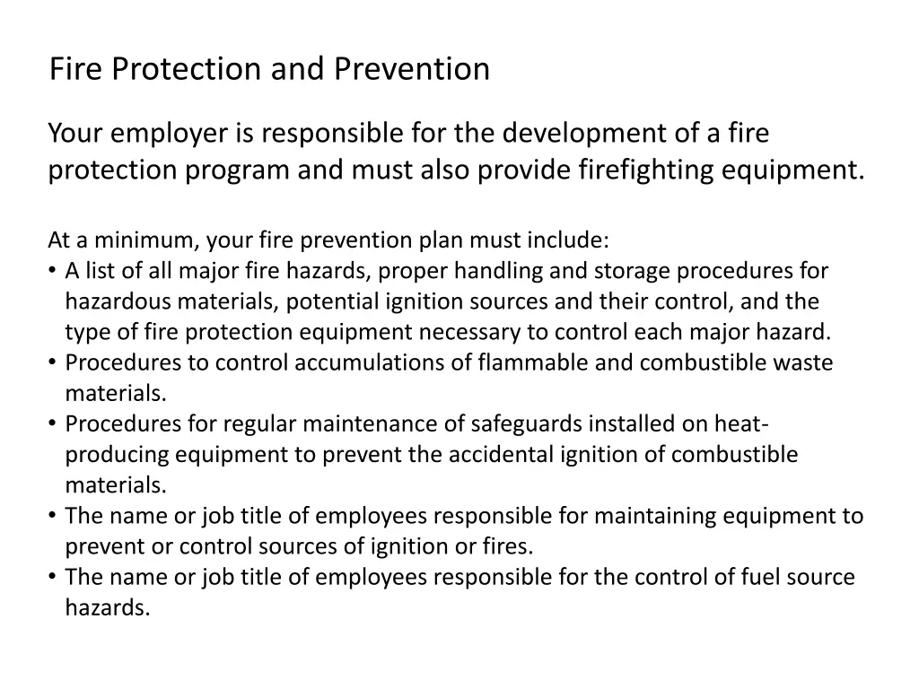 fire protection and prevention