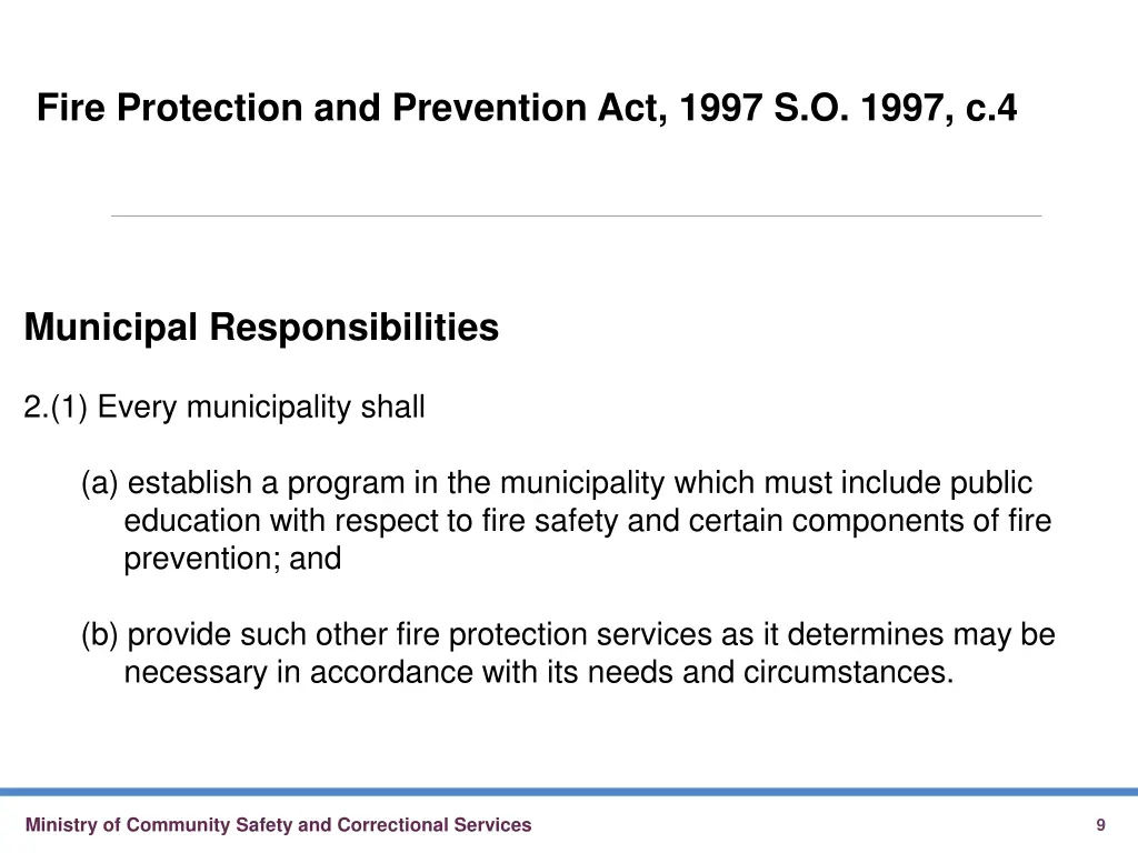 fire protection and prevention act 1997 s o 1997