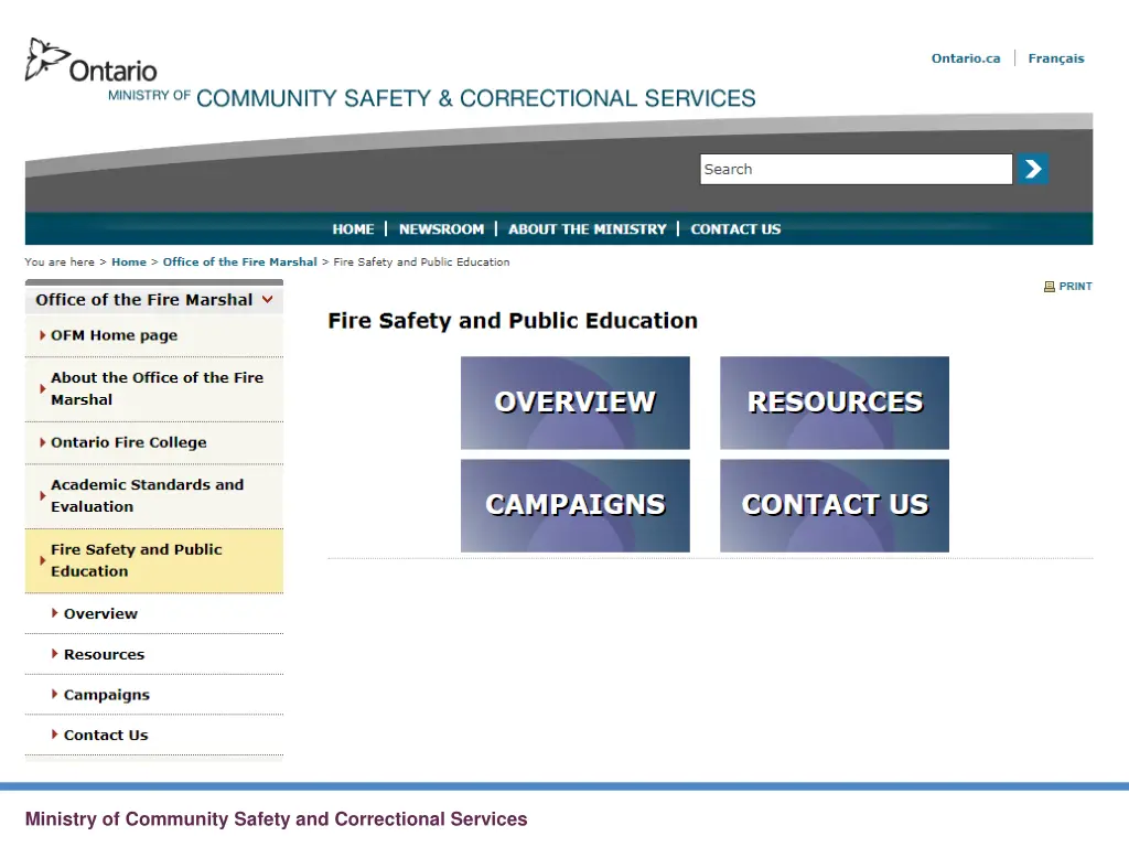 ministry of community safety and correctional