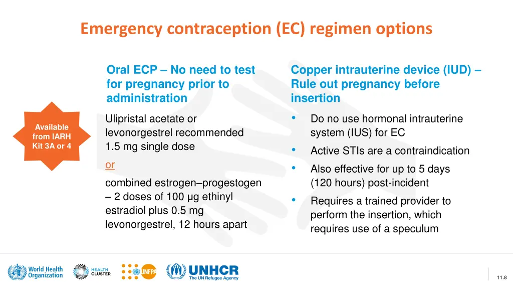 emergency contraception ec regimen options