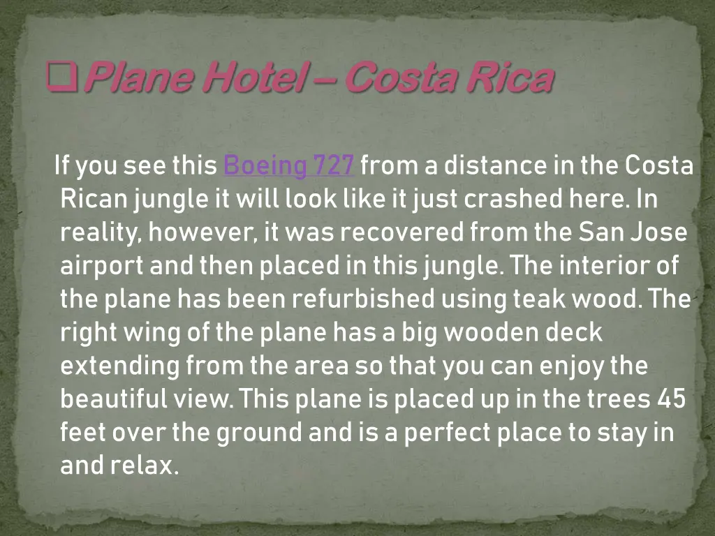 plane hotel plane hotel costa rica