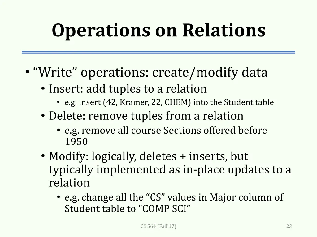 operations on relations