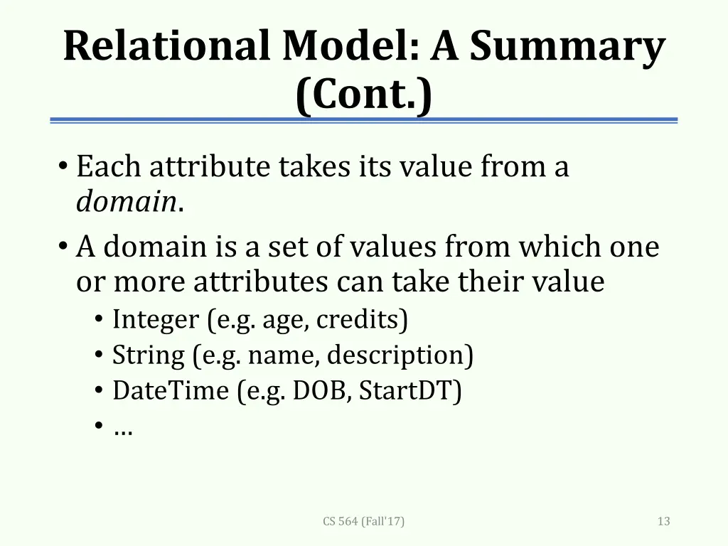 relational model a summary cont