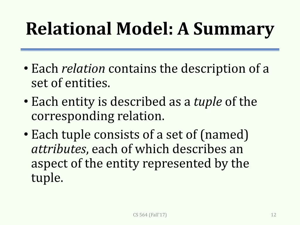 relational model a summary