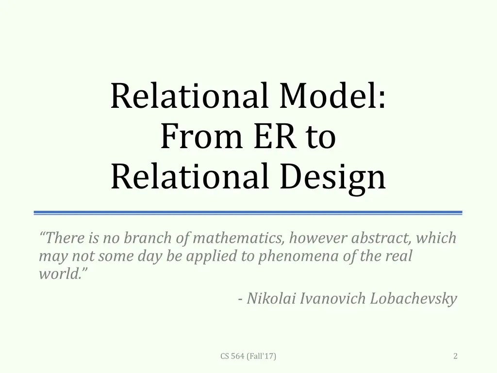 relational model from er to relational design