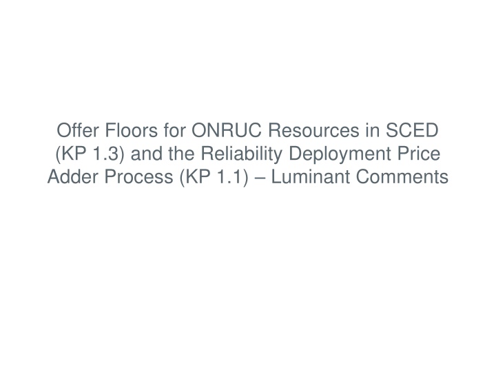 offer floors for onruc resources in sced