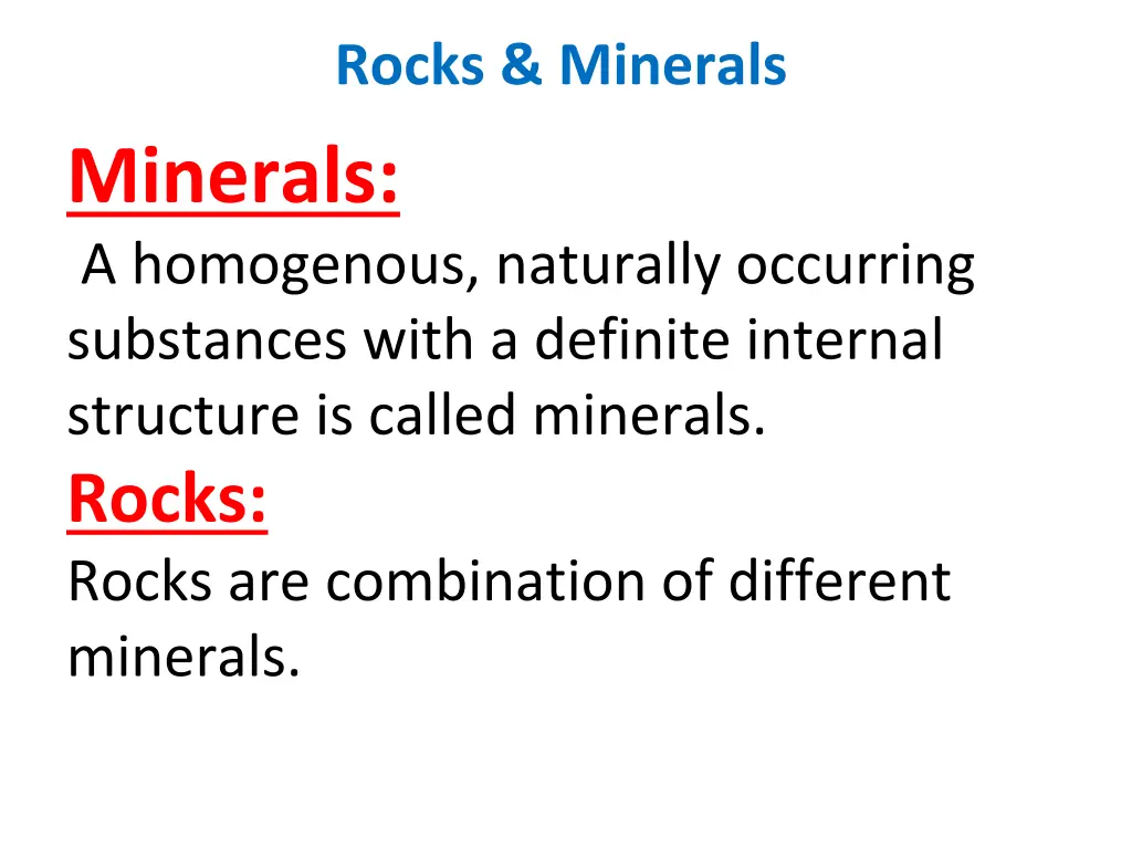 rocks minerals