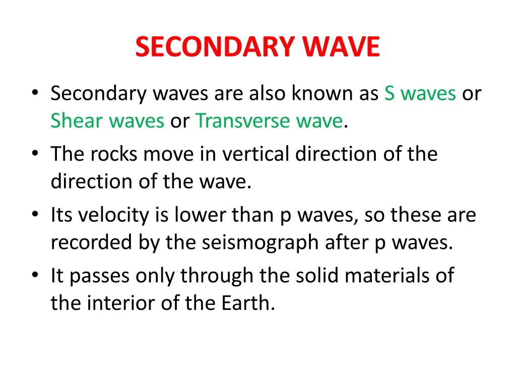 secondary wave
