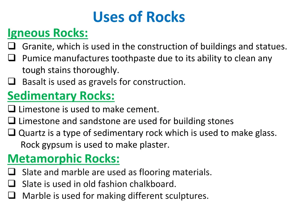 uses of rocks