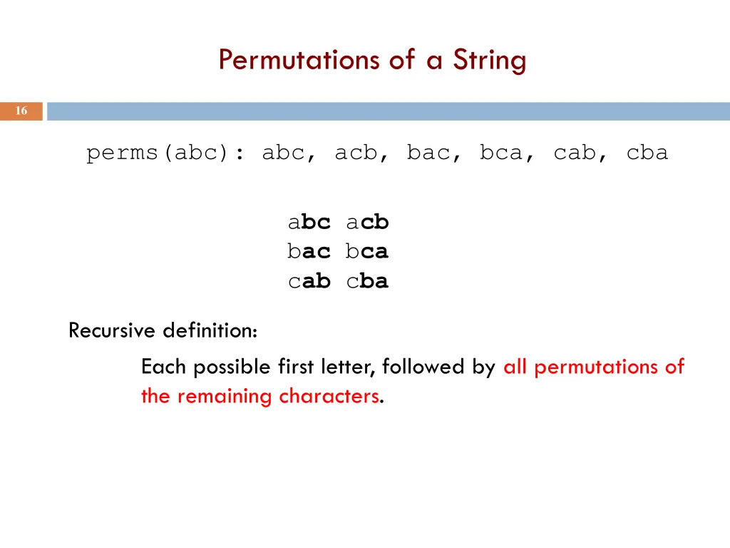 permutations of a string