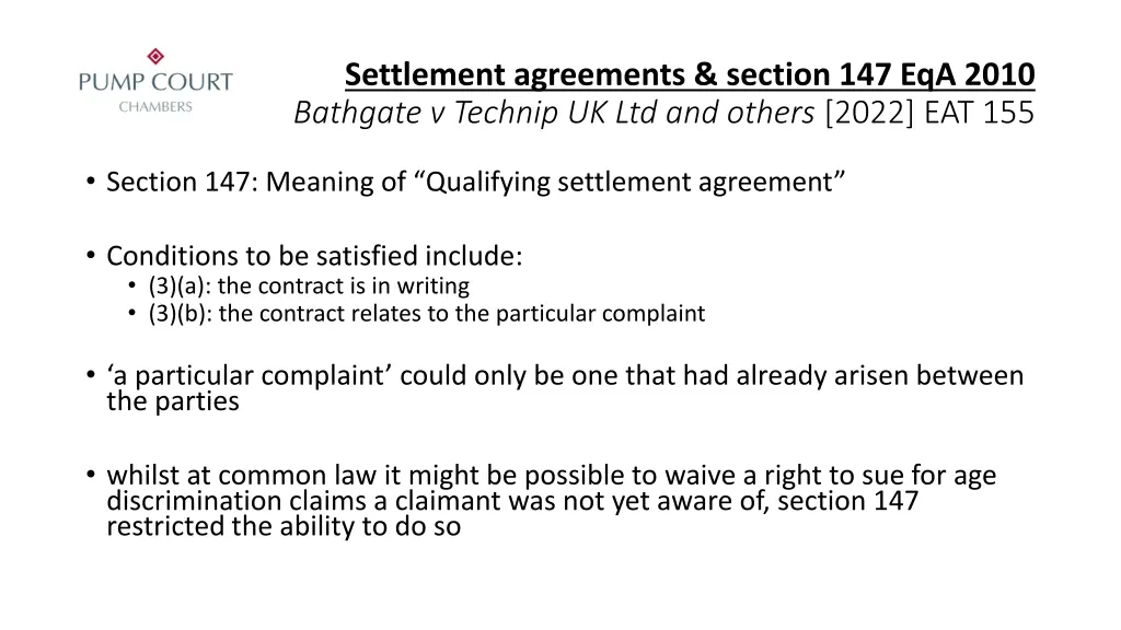 settlement agreements section 147 eqa 2010