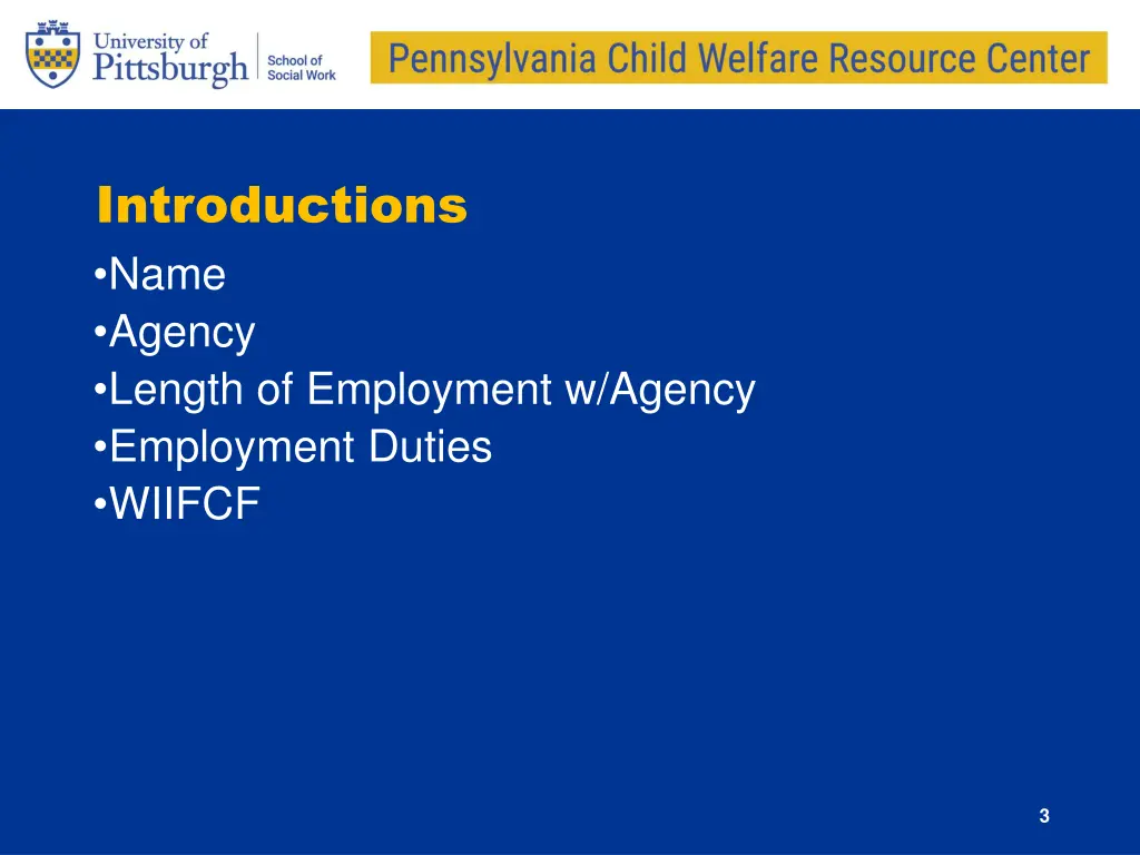 introductions name agency length of employment