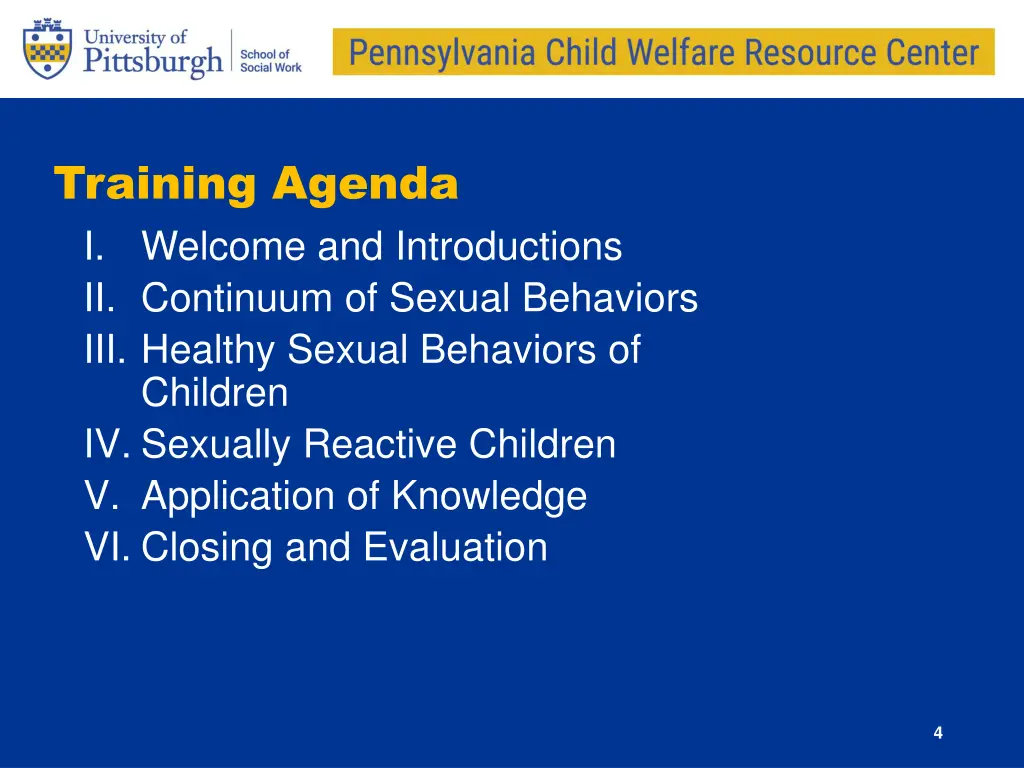 training agenda i welcome and introductions