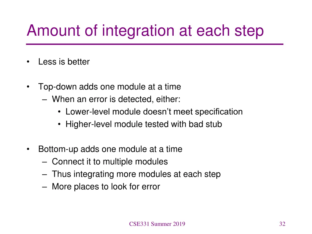 amount of integration at each step