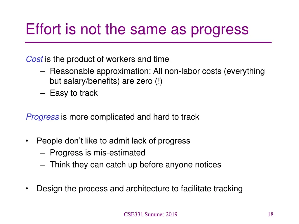 effort is not the same as progress
