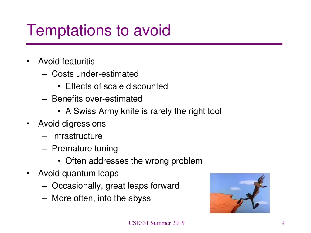 temptations to avoid