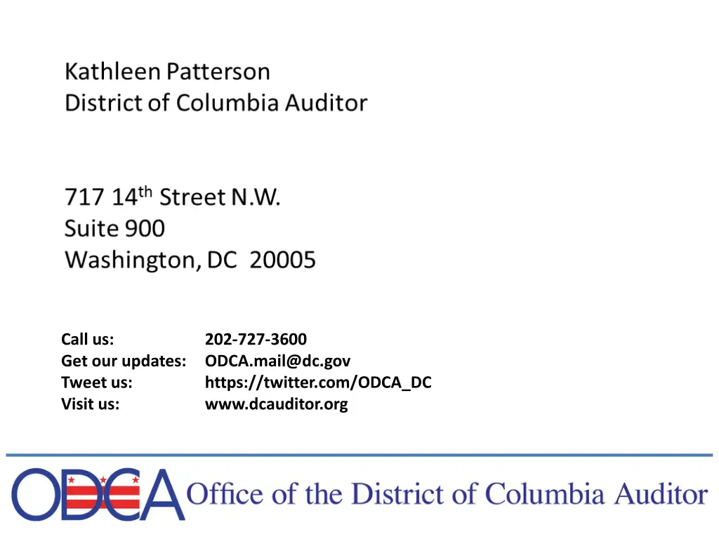call us get our updates odca mail@dc gov tweet