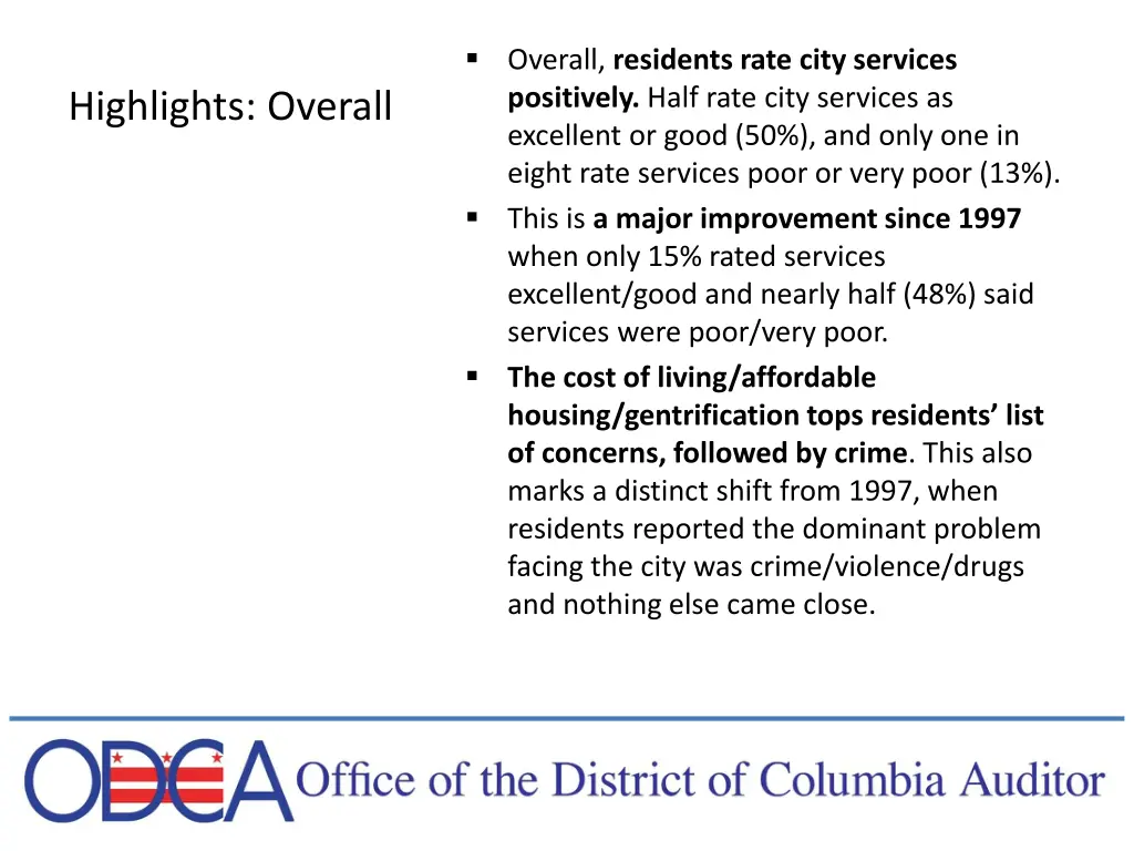 overall residents rate city services positively