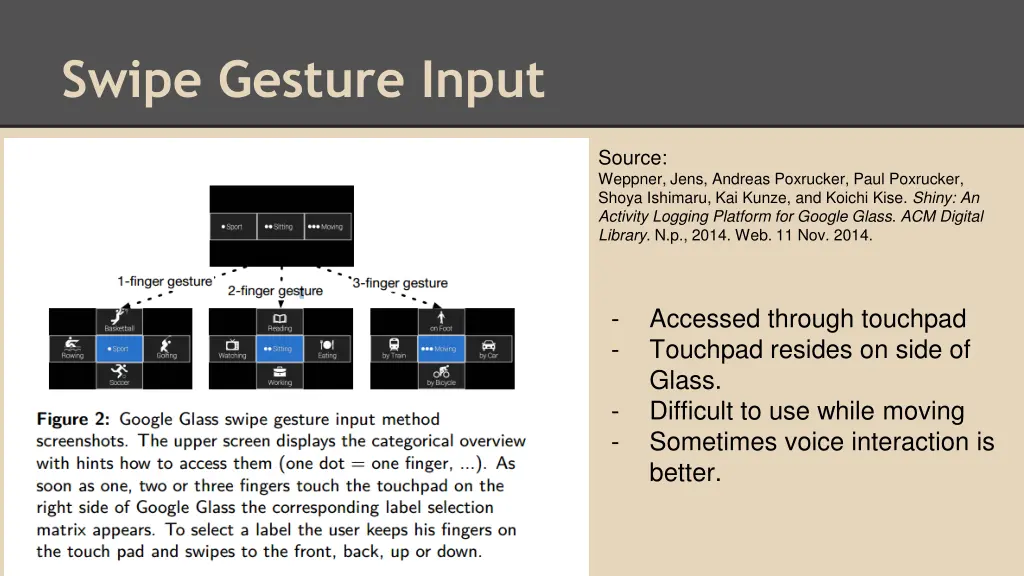 swipe gesture input