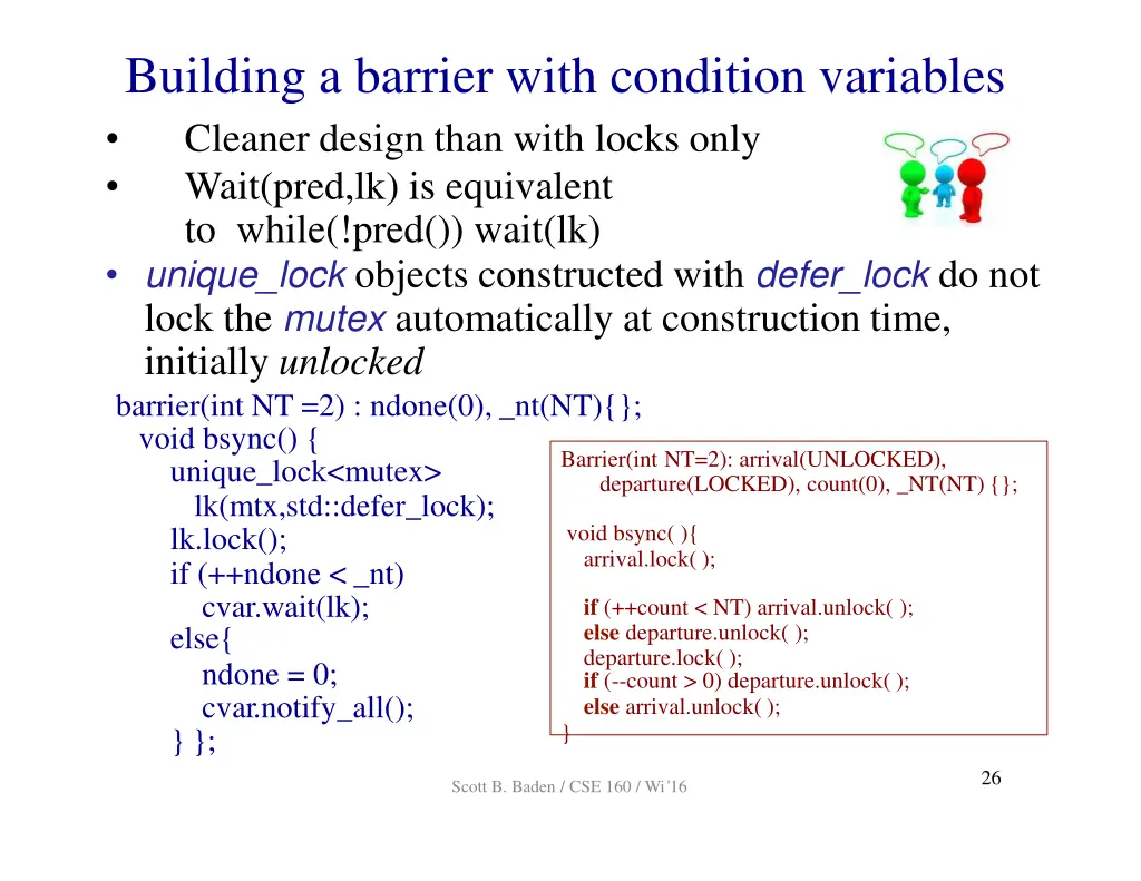 building a barrier with condition variables