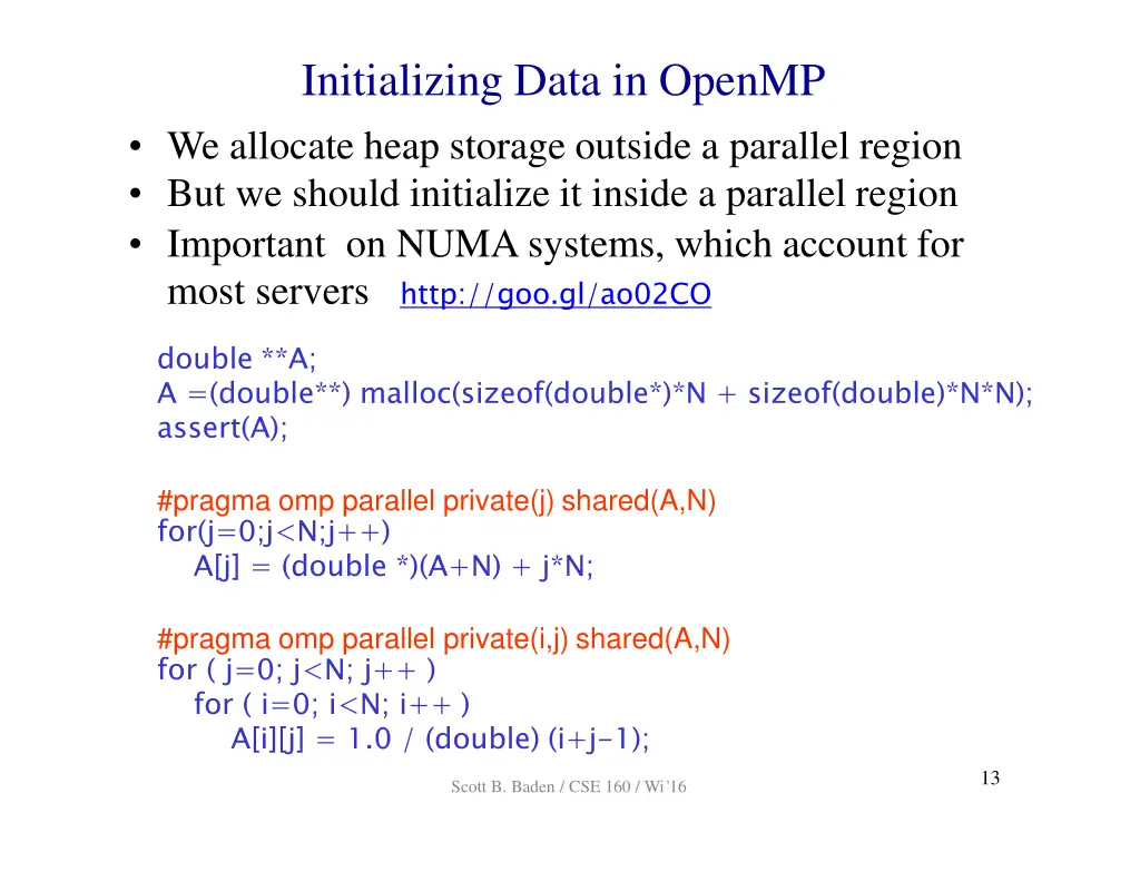 initializing data in openmp we allocate heap