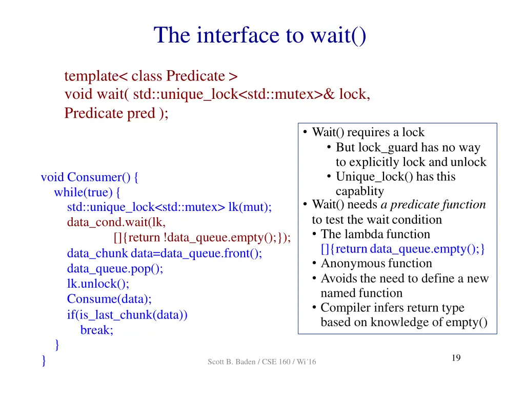 the interface to wait