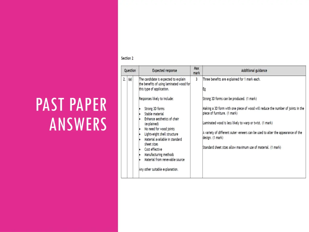 past paper answers