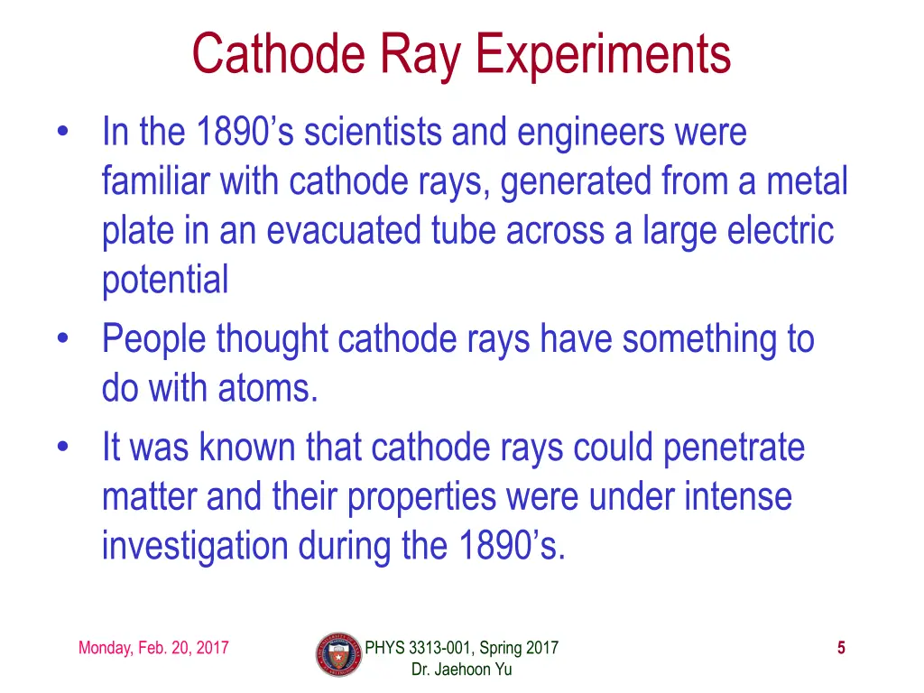 cathode ray experiments
