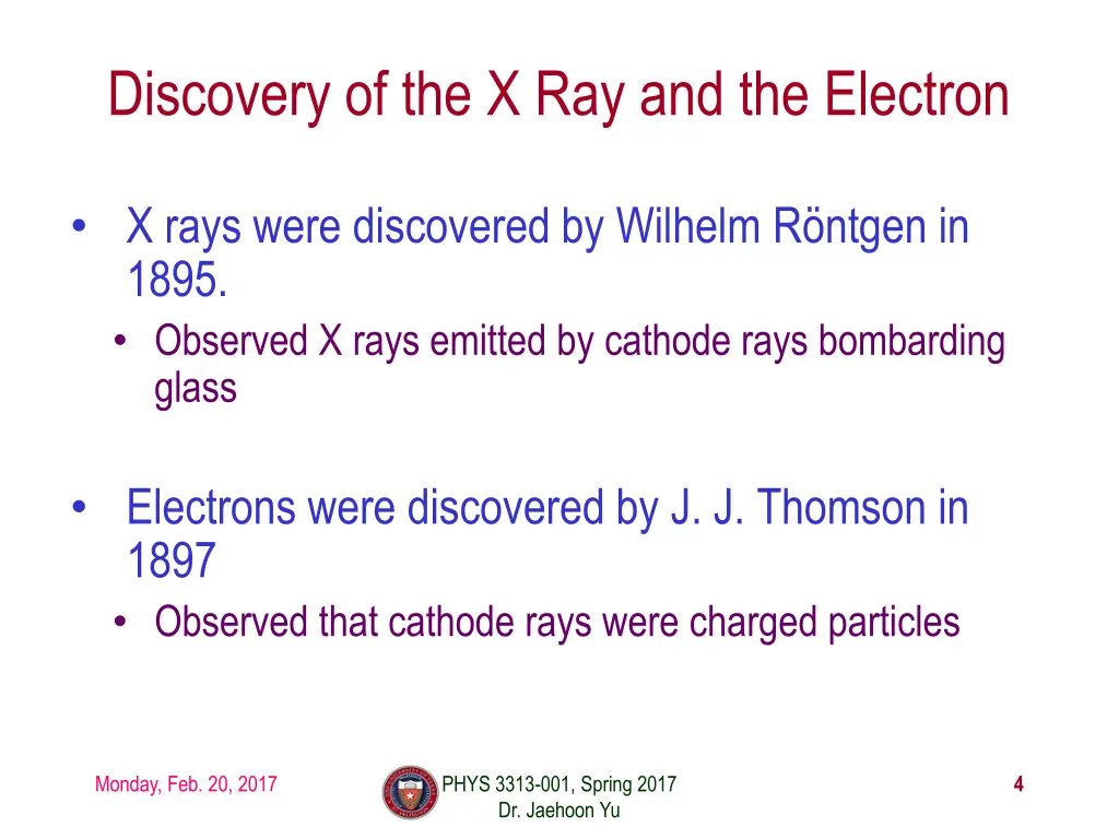 discovery of the x ray and the electron